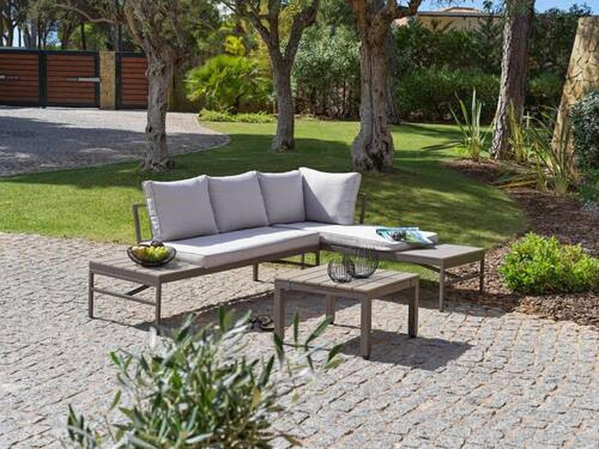 LOUNGEGARNITUR  215/154,5 cm  Stahl  - Braun/Grau, MODERN, Kunststoff/Textil (215/154,5cm) - Luca Bessoni