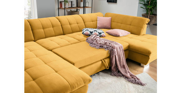 WOHNLANDSCHAFT  in Mikrofaser Gelb  - Chromfarben/Gelb, Design, Kunststoff/Textil (204/350/211cm) - Xora
