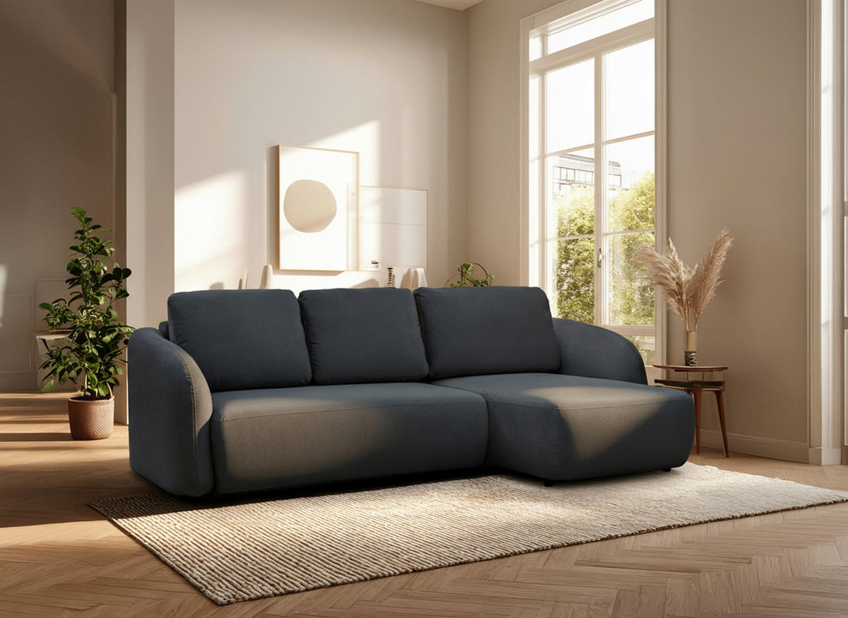 ECKSOFA PORTO Graphitfarben  - Schwarz/Graphitfarben, Design, Textil (270/154cm) - MID.YOU