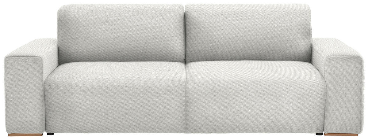 SCHLAFSOFA in Flachgewebe Beige  - Beige/Buchefarben, Konventionell, Holz/Kunststoff (255/86/123cm) - Livetastic