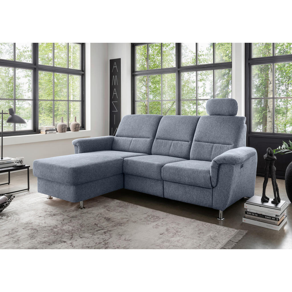 Thumbnail - Livetastic Ecksofa, Hellblau, Textil, Uni, 4-Sitzer, Ottomane links, L-Form, 231x165 cm, Made in EU, Rücken echt, USB-An...