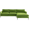 ECKSOFA in Samt, Velours Grün  - Grün, Design, Textil/Metall (277/154cm) - Livetastic
