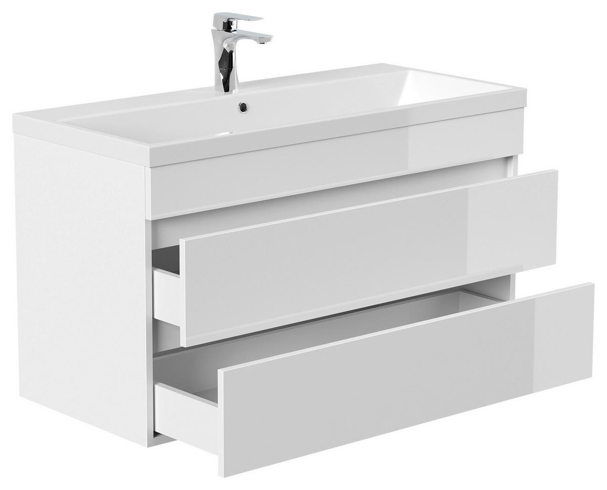 WASCHTISCHKOMBI 100 cm  - Weiß Hochglanz, Basics, Holzwerkstoff (100cm) - MID.YOU