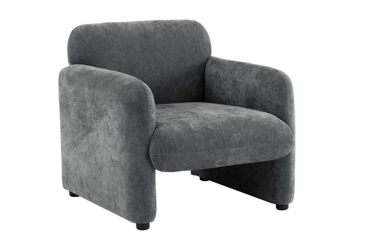 SESSEL in Samt Grau  - Schwarz/Grau, Design, Kunststoff/Textil (83/83/76cm) - MID.YOU