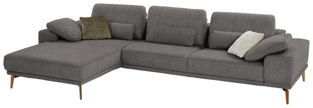 ECKSOFA in Flachgewebe Dunkelbraun  - Wildeiche/Dunkelbraun, Design, Holz/Textil (193/334cm) - Niels Andersson