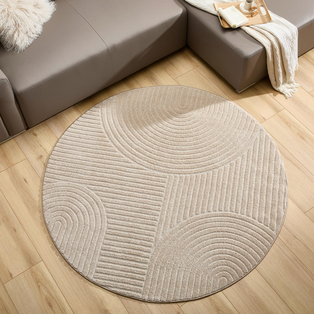 WEBTEPPICH 120 cm Granada Taupe rund  - Taupe, Design, Textil (120cm) - Novel