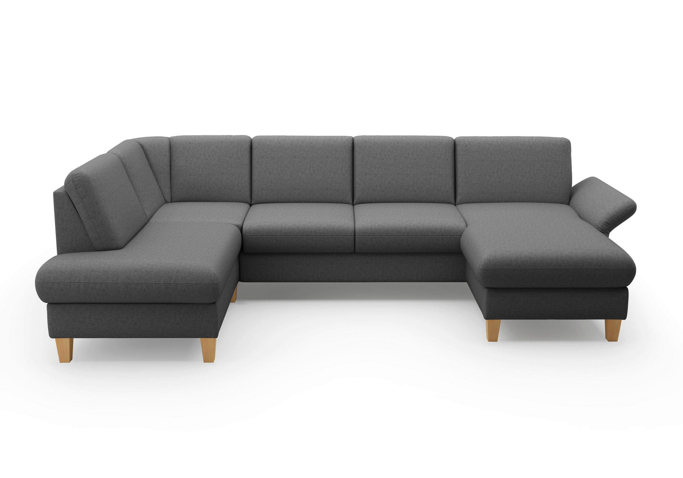 WOHNLANDSCHAFT Dunkelgrau Flachgewebe  - Eichefarben/Dunkelgrau, KONVENTIONELL, Holz/Textil (195/314/164cm) - Sit & More