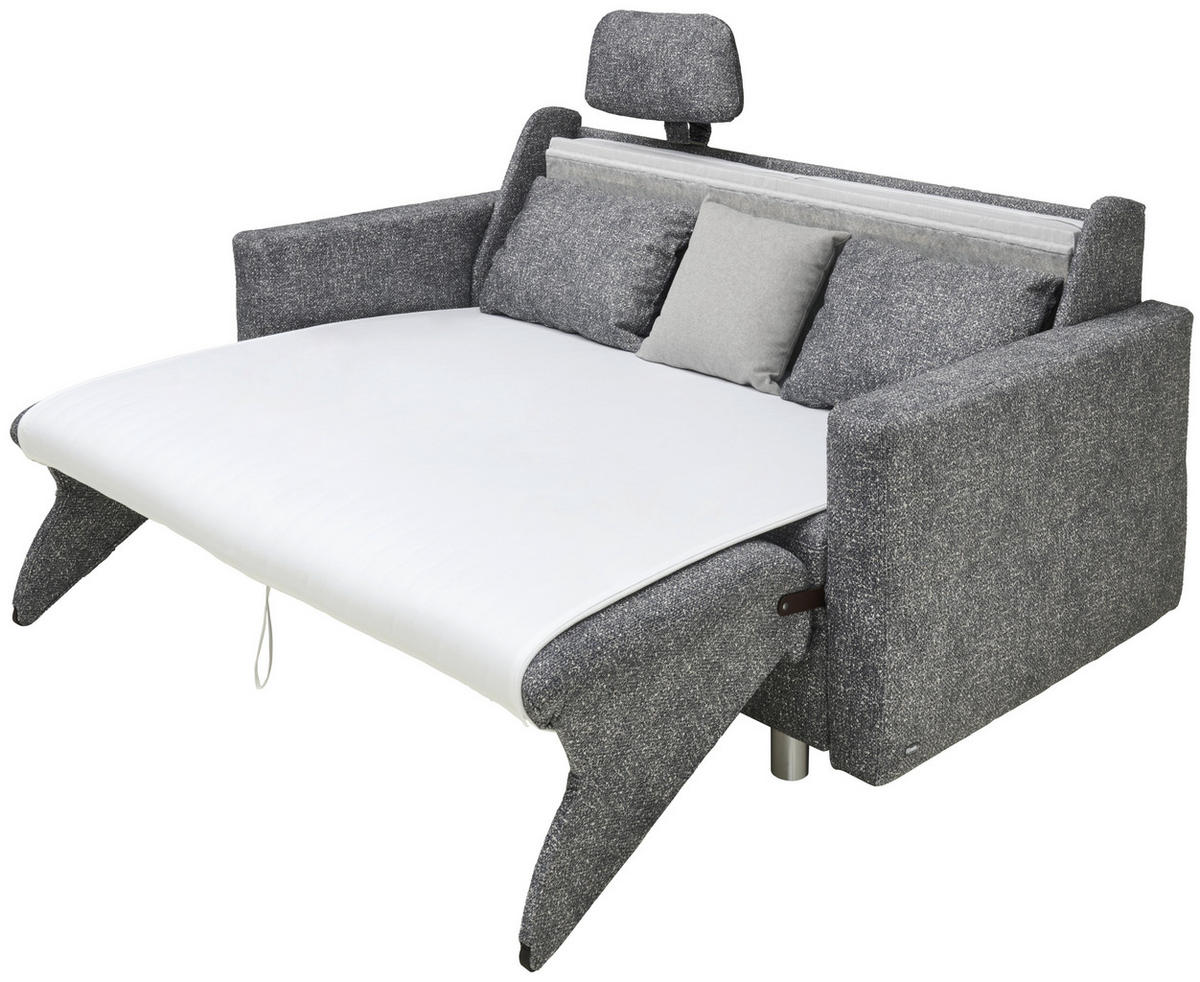 SCHLAFSOFA  in Mikrofaser Grau  - Alufarben/Grau, KONVENTIONELL, Kunststoff/Textil (176/88/91cm) - Sedda