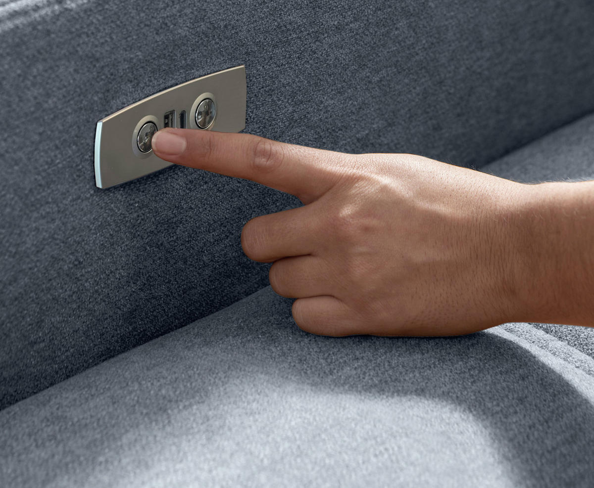 ECKSOFA VICARI Blau Mikrofaser Kopfteilverstellung, Sitzvorzug  - Blau/Schwarz, MODERN, Textil/Metall (292/185cm) - Livetastic