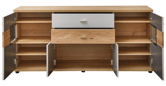 SIDEBOARD 174/77/48 cm  - Wildeiche/Hellgrau, Design, Glas/Holz (174/77/48cm) - Novel