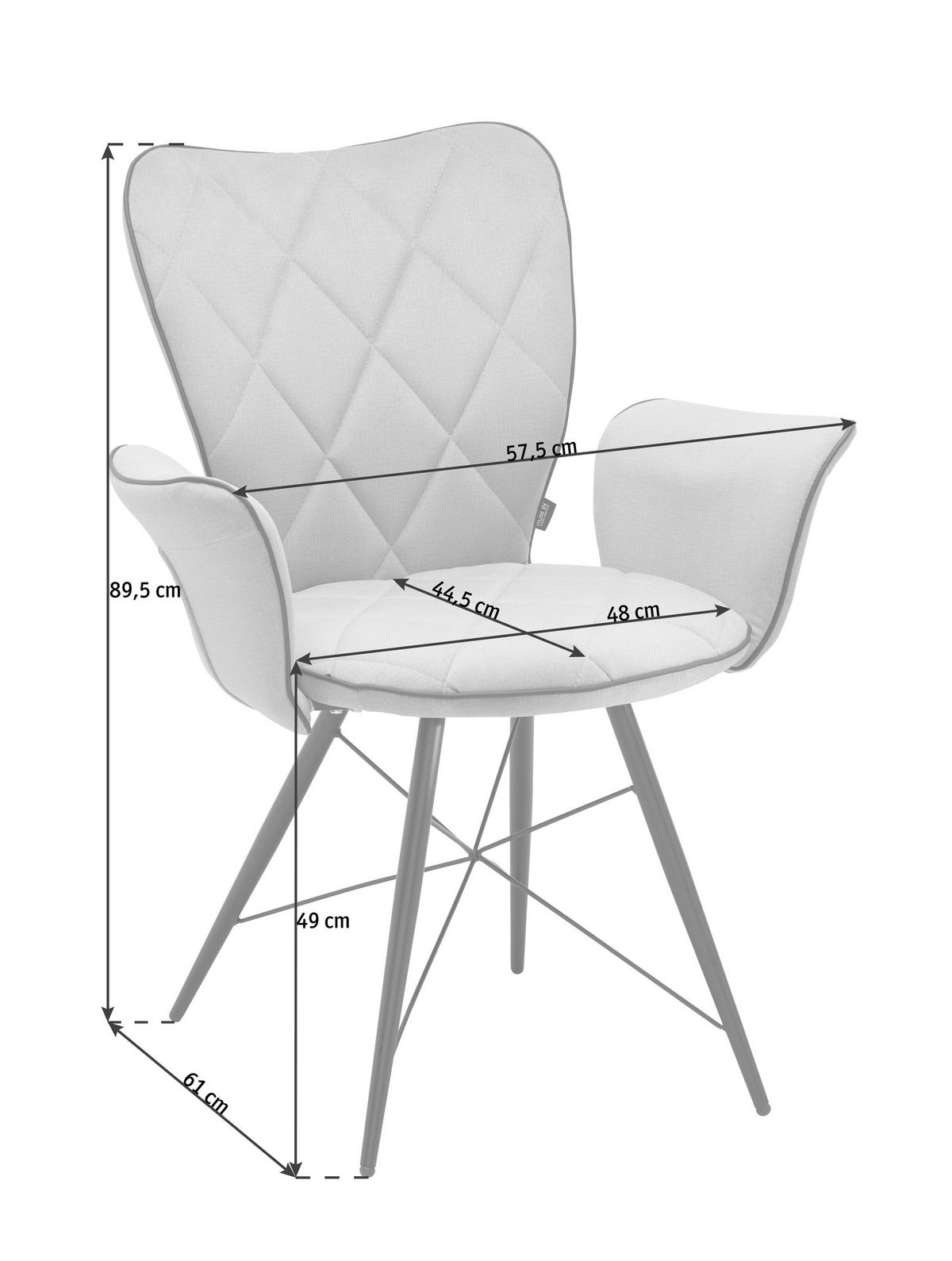 STOLICA S NASLONOM ZA RUKE  plava, siva, crna  metal, tekstil      - siva/plava, Design, metal/tekstil (57,5/89,5/61cm) - Hom`in