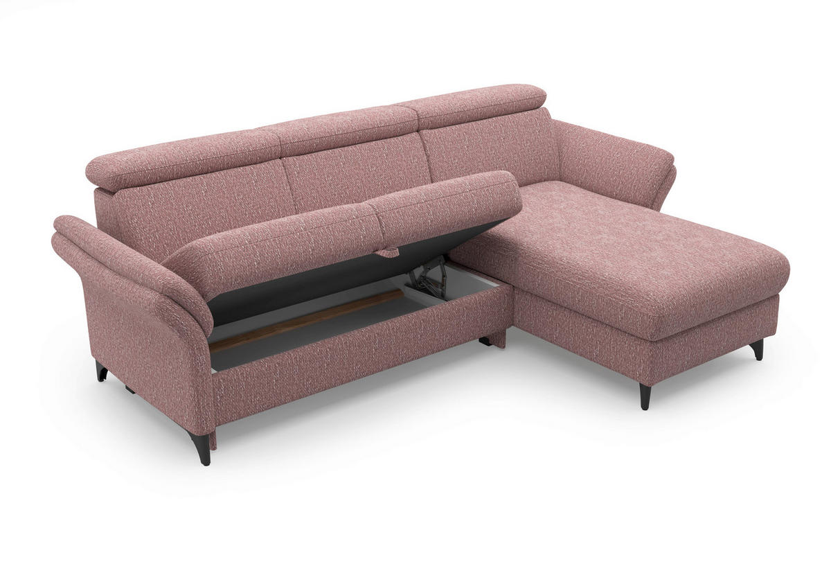 ECKSOFA GLENDALE E in Chenille Aubergine  253/166 cm  - Aubergine/Schwarz, KONVENTIONELL, Textil/Metall (253/166cm) - Sit & More