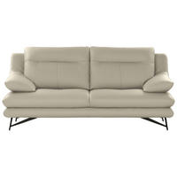 3-SITZER-SOFA in Leder Ecru  - Ecru, Design, Leder/Metall (215/90/109cm)