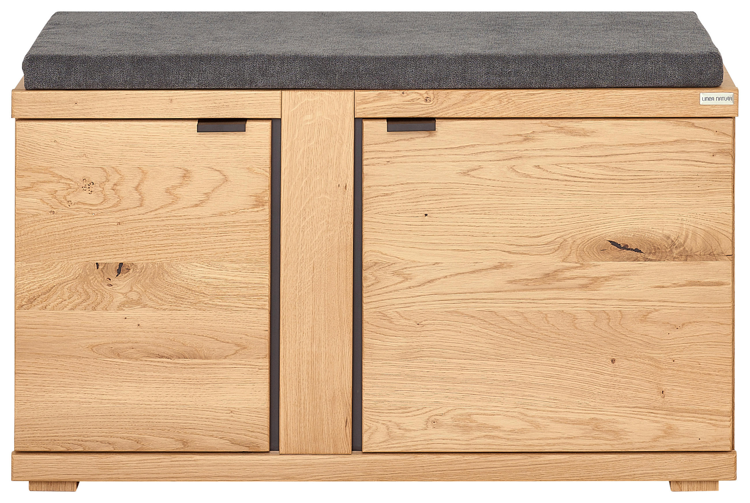 GARDEROBENBANK  in 90/51,7/38 cm  - Wildeiche/Anthrazit, Natur, Holz/Textil (90/51,7/38cm) - Linea Natura