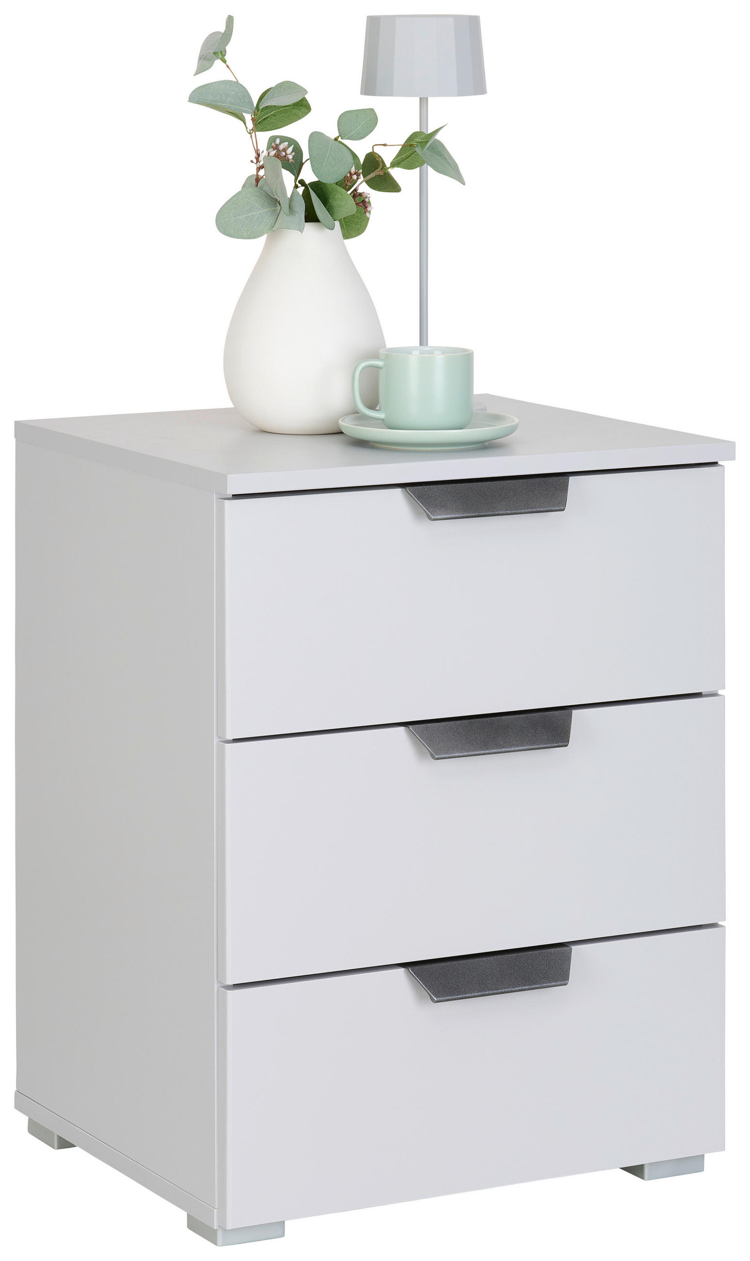 NACHTKÄSTCHEN 47/62/42 cm  in Hellgrau  - Hellgrau/Alufarben, KONVENTIONELL, Holzwerkstoff/Kunststoff (47/62/42cm) - Stylife