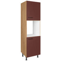 GERÄTEUMBAUSCHRANK 60/216,6/58 cm  in Rot, Eichefarben  - Eichefarben/Rot, MODERN, Holzwerkstoff/Metall (60/216,6/58cm) - Nobilia