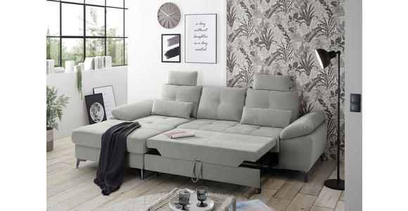 ECKSOFA Hellgrau Mikrovelours  - Chromfarben/Hellgrau, KONVENTIONELL, Kunststoff/Textil (170/270cm) - Carryhome