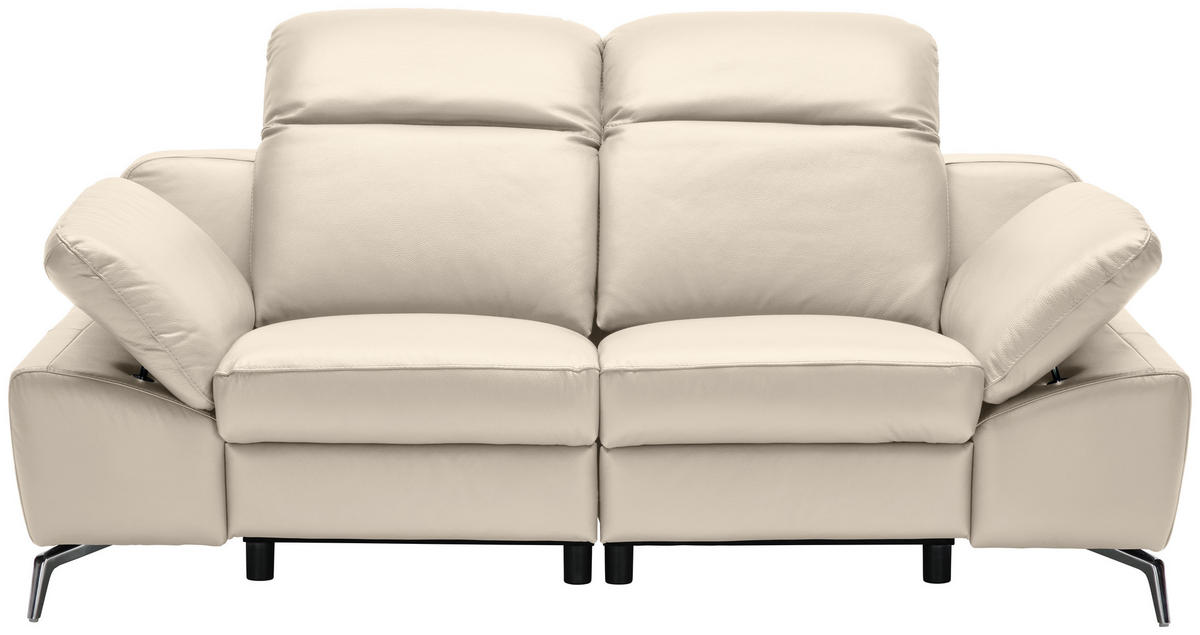 2 ÜLÉSES KANAPÉ bőr bézs  - bézs/krómszínű, Design, műanyag/bőr (194/83-99/110cm) - Celina Home