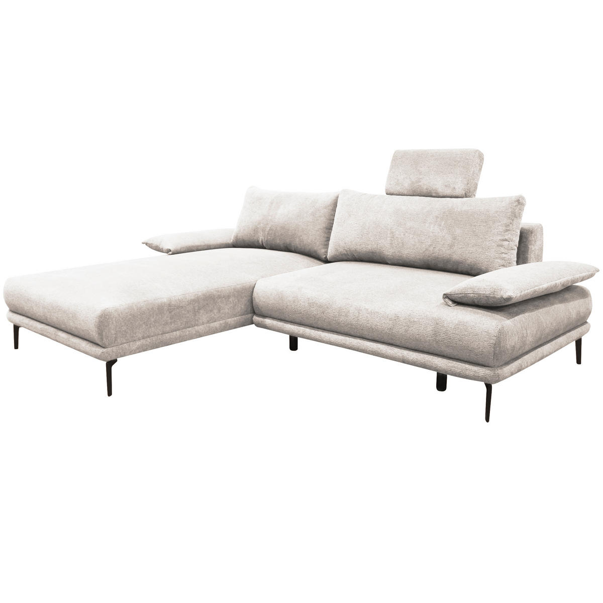 ECKSOFA in Webstoff Weiß  192/260 cm  - Schwarz/Weiß, Design, Textil/Metall (192/260cm) - MID.YOU
