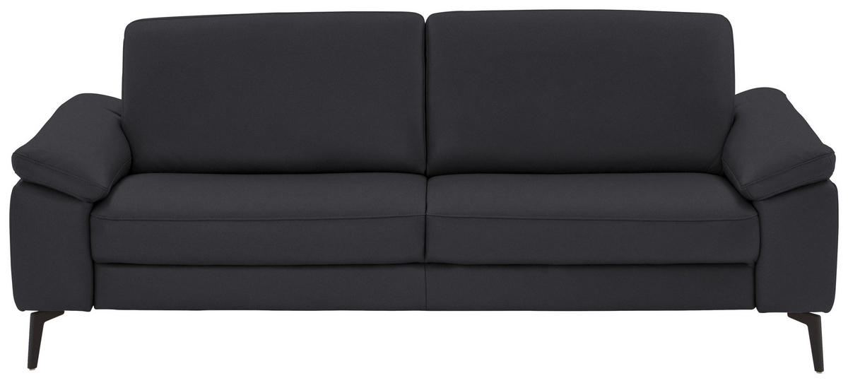 3-SITZER-SOFA Echtleder Anthrazit  - Anthrazit/Schwarz, Design, Leder/Metall (224/88/100cm) - Valdera