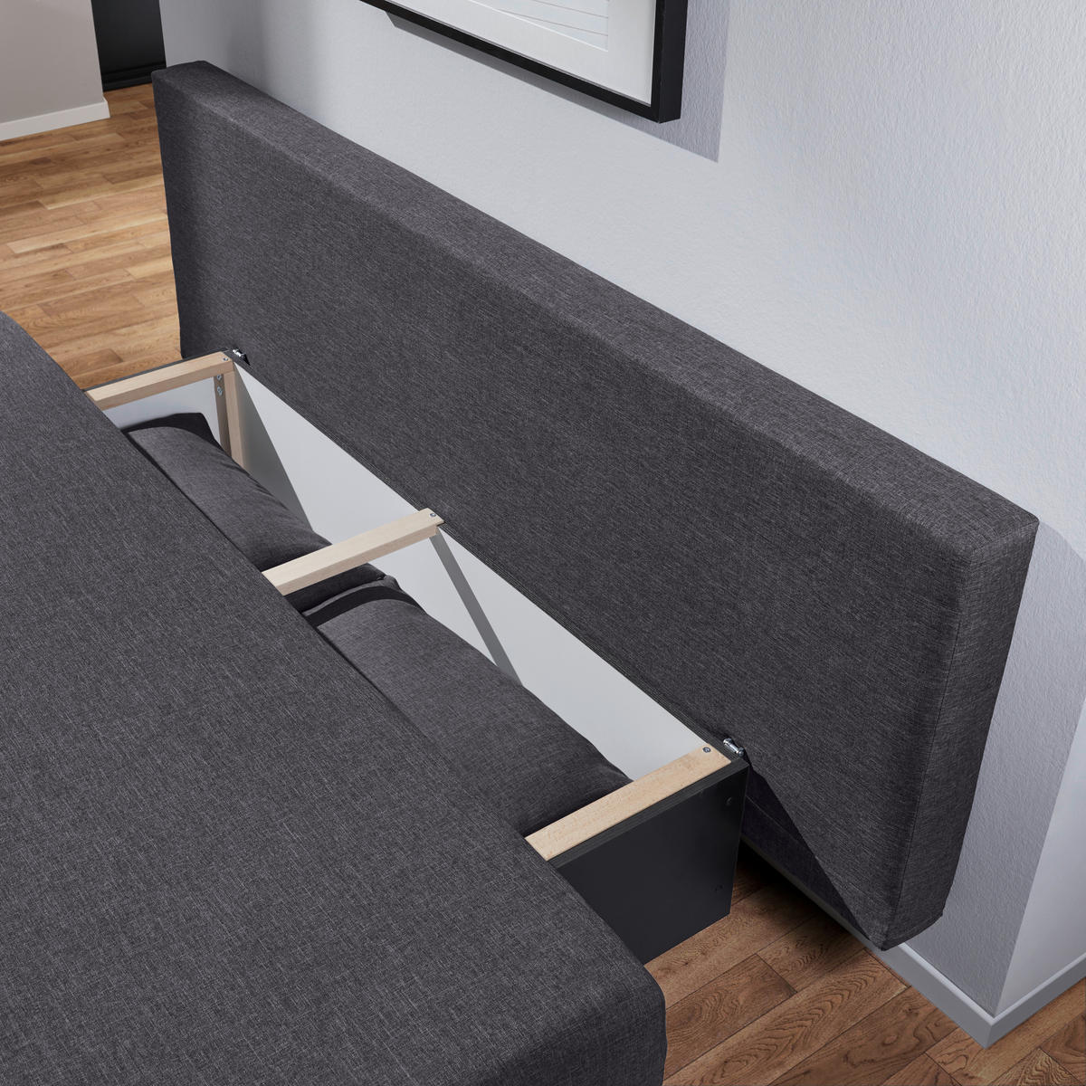 SCHLAFSOFA Webstoff Dunkelgrau  - Dunkelgrau/Alufarben, Design, Kunststoff/Textil (190/74-86/80cm) - Carryhome