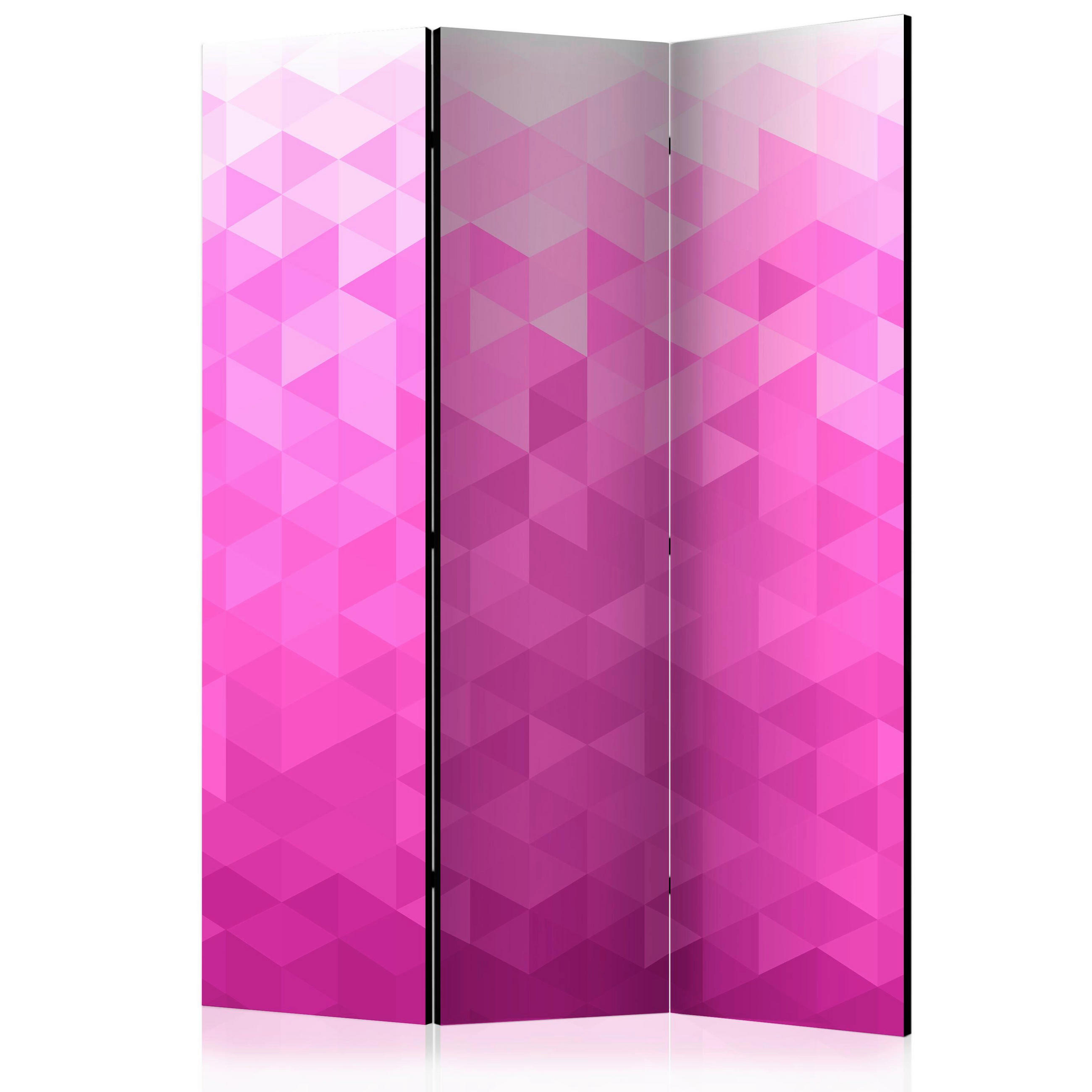 PARAVENT mit 3  Flügel - Pink/Weiß, Basics, Holz/Textil (135/172/3cm) - artgeist