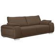 3-SITZER-SOFA Lederlook Braun  - Chromfarben/Braun, KONVENTIONELL, Textil/Metall (241/85/95cm) - Carryhome