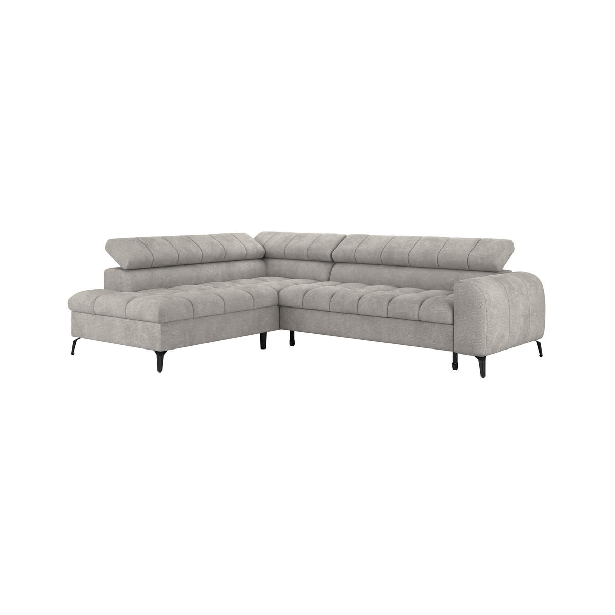 ECKSOFA VOLF Hellgrau Flachgewebe  - Hellgrau/Schwarz, Trend, Kunststoff/Textil (203/261cm) - Livetastic