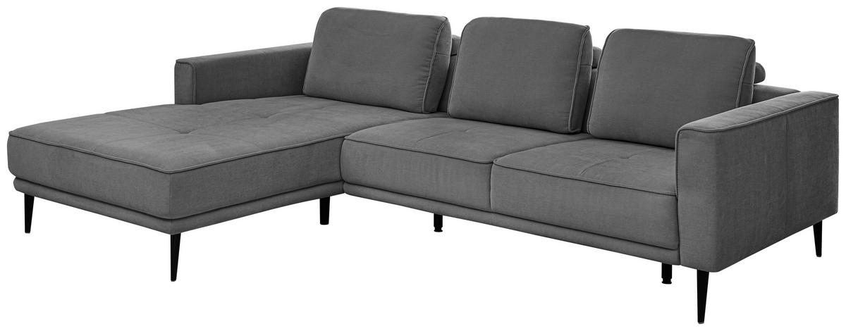ECKSOFA Anthrazit Flachgewebe  - Anthrazit/Schwarz, KONVENTIONELL, Textil/Metall (193/279cm) - SetOne by Musterring