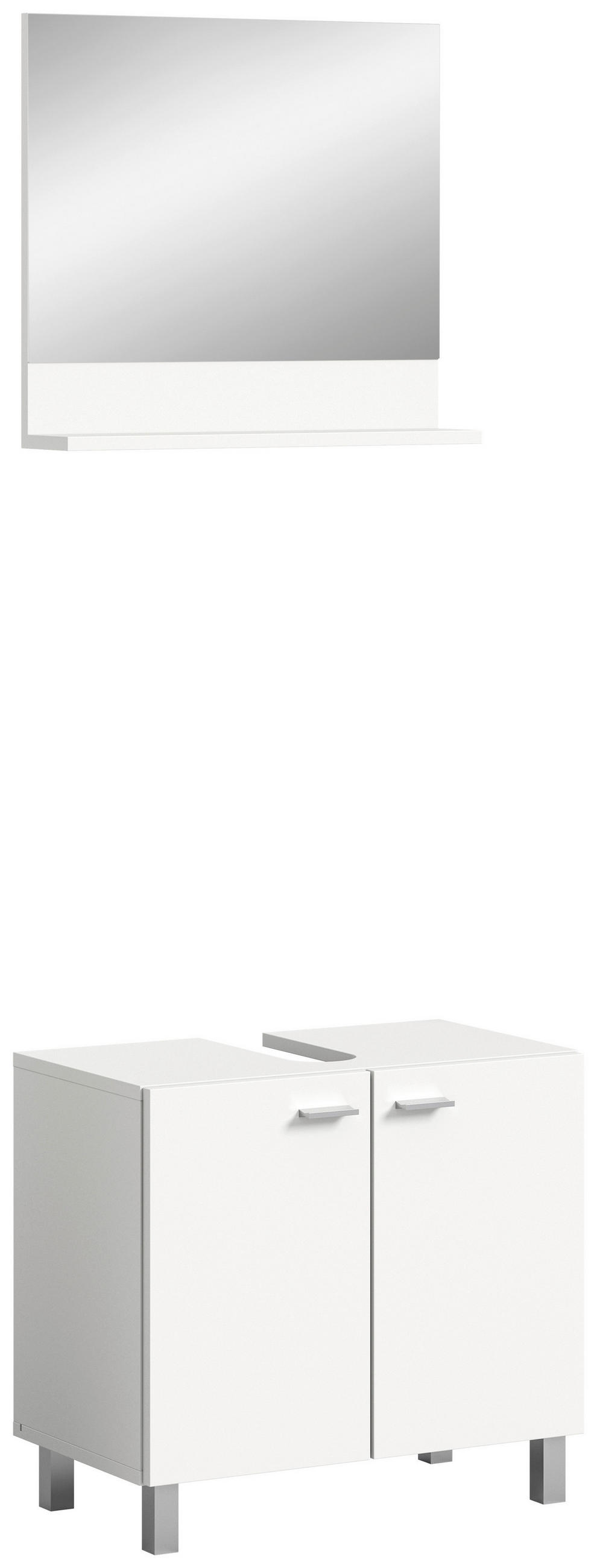 BADEZIMMER 2-teilig  in 57 cm  - Silberfarben/Weiß, MODERN, Glas/Holzwerkstoff (57cm) - MID.YOU