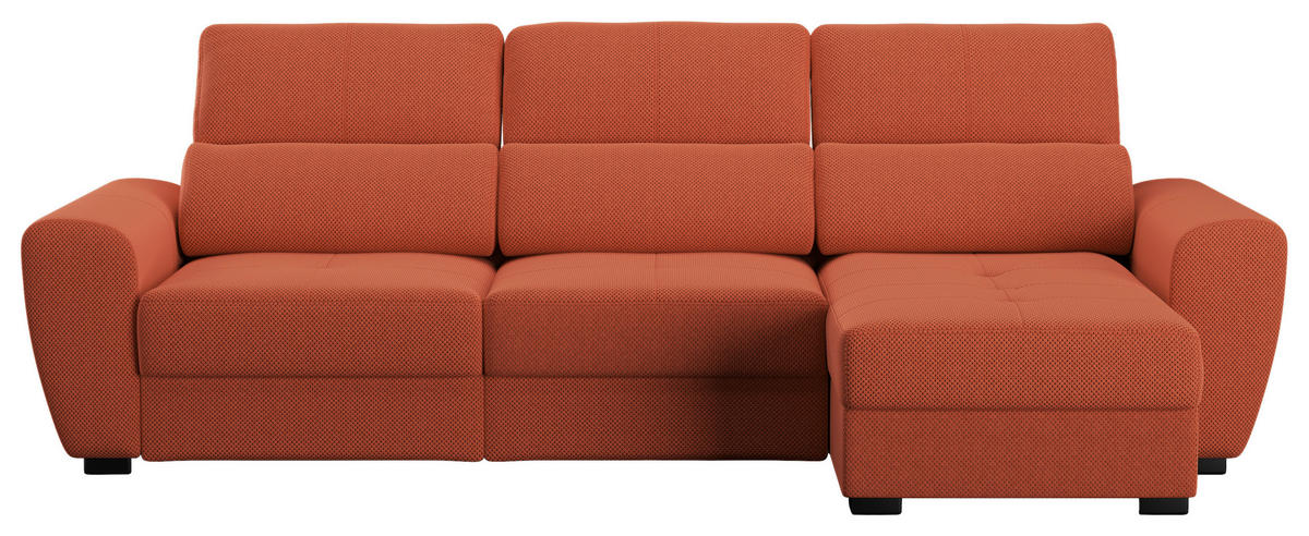 ECKSOFA Terracotta Velours Bettkasten, Schlaffunktion, Rücken echt, Liegefläche im Originalstoff  - Terracotta/Schwarz, KONVENTIONELL, Kunststoff/Textil (285/177cm) - Carryhome