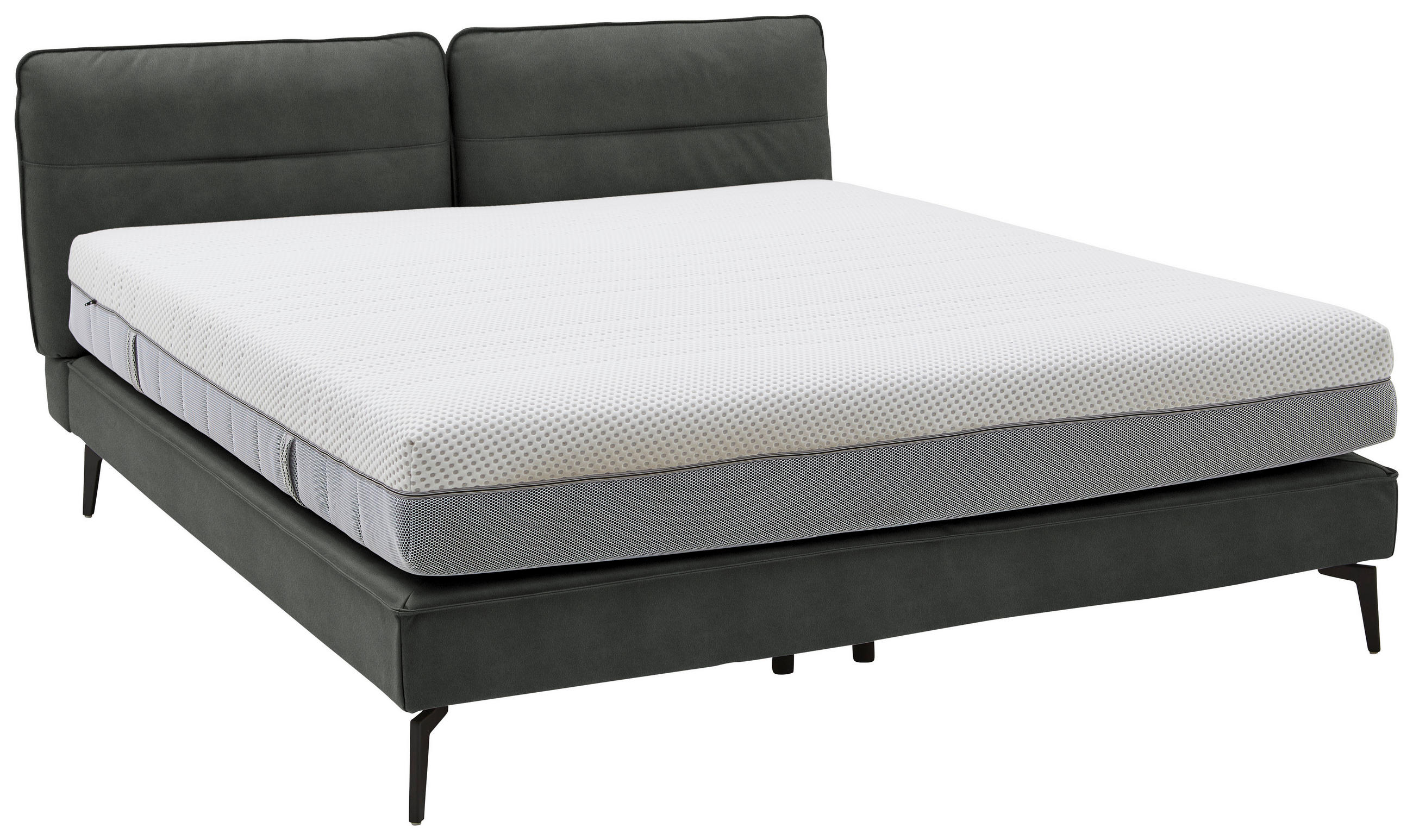 BOXSPRINGBETT 180/200 cm  in Dunkelgrau  - Dunkelgrau/Schwarz, Design, Textil/Metall (180/200cm) - Johann Jakob