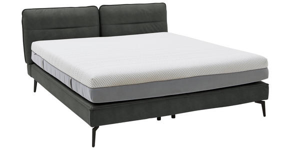 BOXSPRINGBETT 180/200 cm in Dunkelgrau - Dunkelgrau/Schwarz, Design, Textil/Metall (180/200cm) - Johann Jakob
