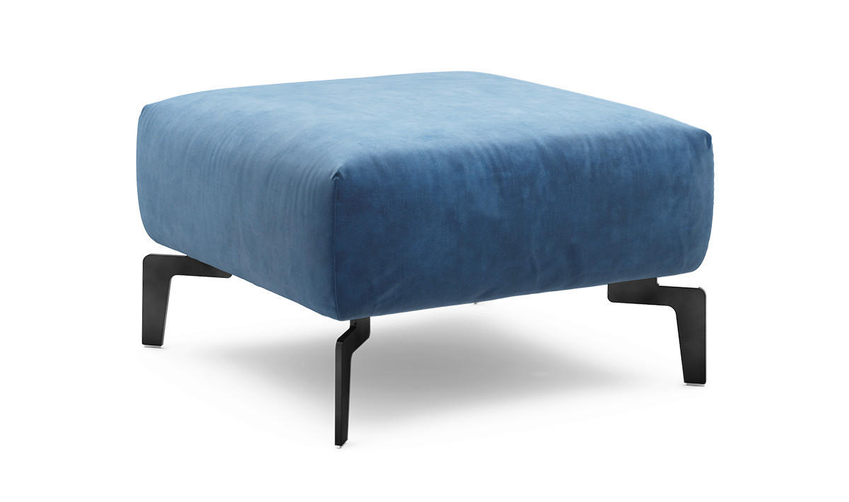 HOCKER Samt Blau  - Blau/Schwarz, Design, Textil/Metall (70/70/46cm) - SENSOO