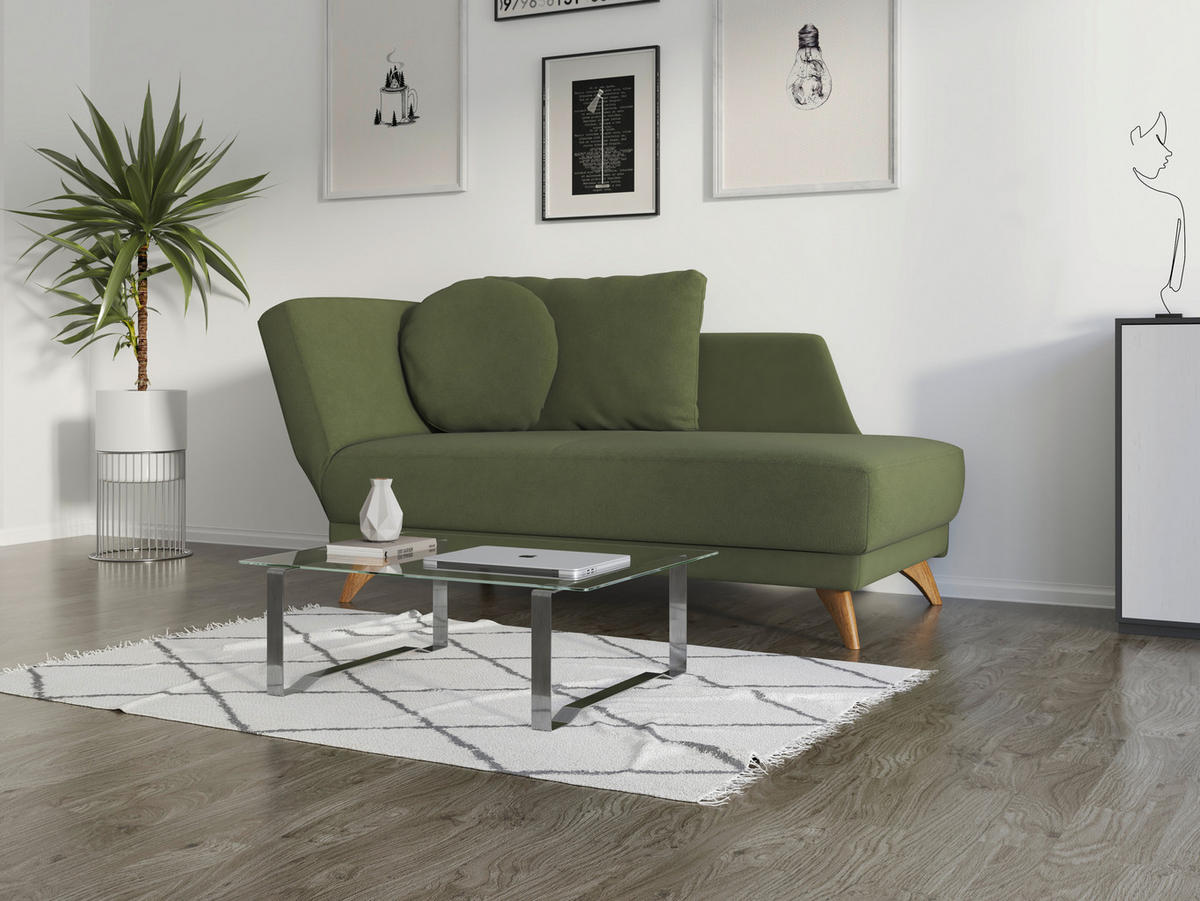 RÉCAMIERE in Flachgewebe Dunkelgrün  - Dunkelgrün/Eichefarben, Modern, Holz/Textil (205/74/94cm) - Bali
