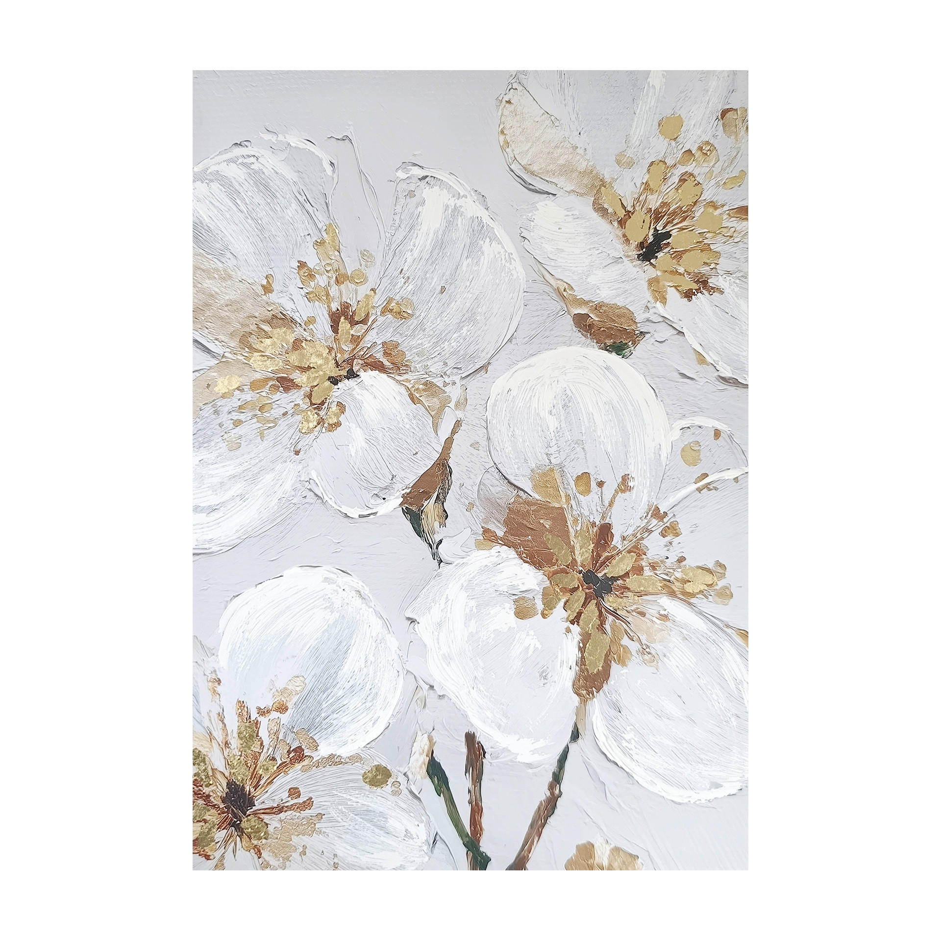 LEINWANDBILD Blumen 70/100 cm  - Goldfarben/Weiß, Basics, Holz/Textil (70/100cm)