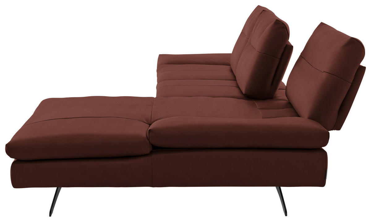 ECKSOFA in Echtleder Schlammfarben  - Schlammfarben/Schwarz, Modern, Leder/Metall (342/158cm) - Chilliano