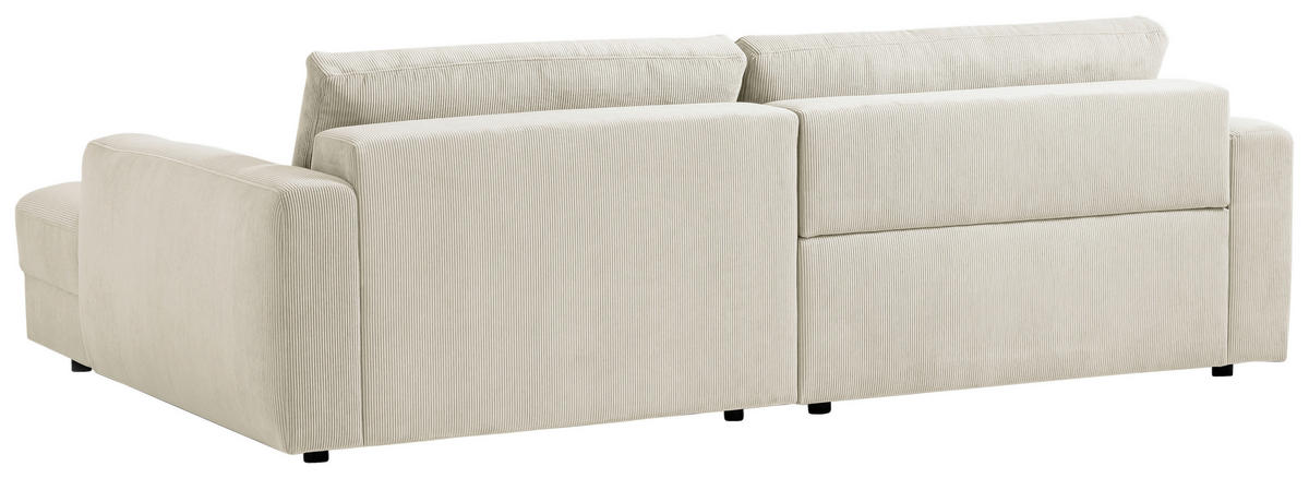 ECKSOFA in Cord Creme  - Creme/Schwarz, Modern, Textil (250/176cm) - Trendmanufaktur