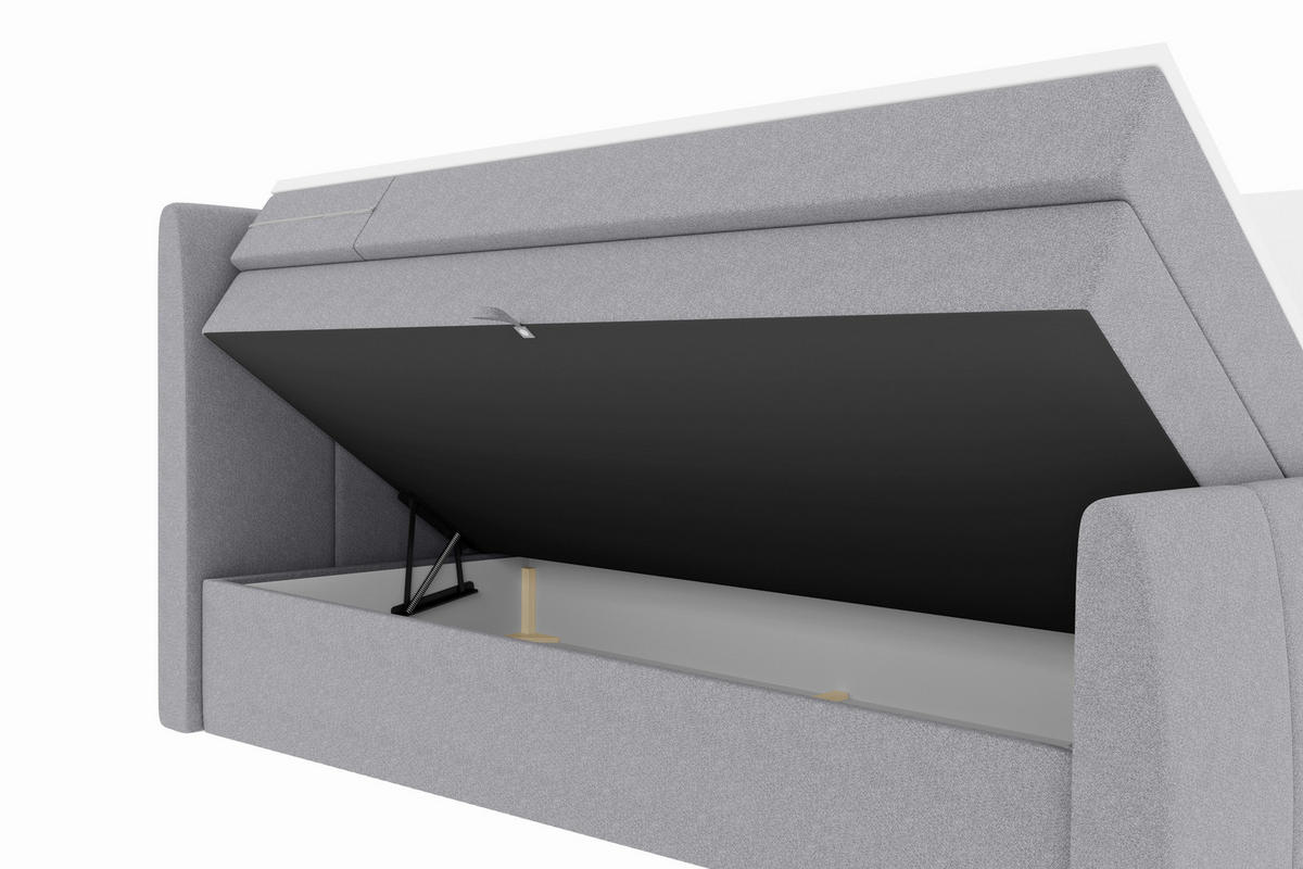 BOXSPRINGBETT 180/200 cm  in Hellgrau  - Hellgrau/Schwarz, Konventionell, Kunststoff/Textil (180/200cm) - Carryhome