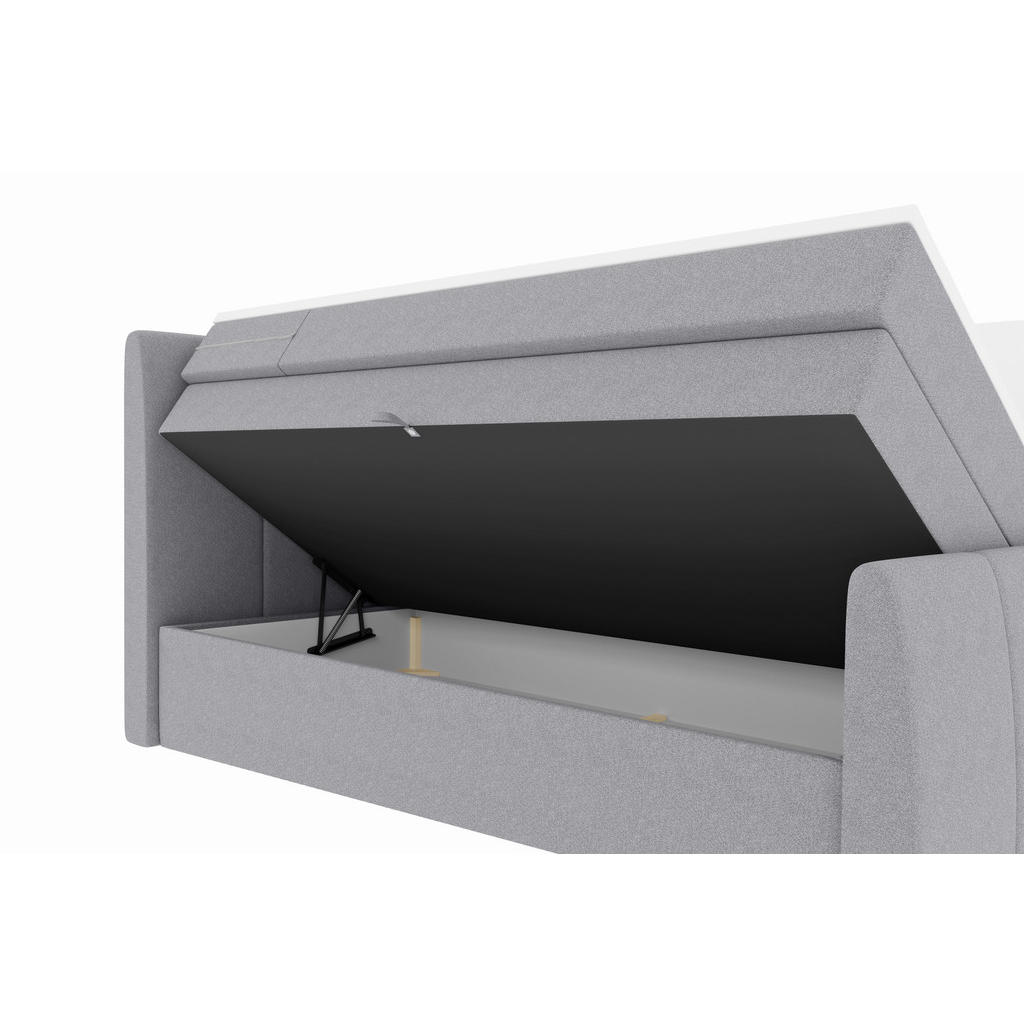 Thumbnail - Boxxx Boxspringbett, Hellgrau, Textil, H3, Höhe ca. 16 cm, 180x200 cm, Bettkasten, gepolstertes Kopfteil, Stoffauswahl, ...