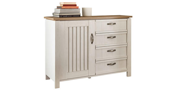 KOMMODE , 117/86/41 cm, 4 Schublade(n)  - Schwarz/Weiß, LIFESTYLE, Holzwerkstoff/Metall (117/86/41cm) - Landscape