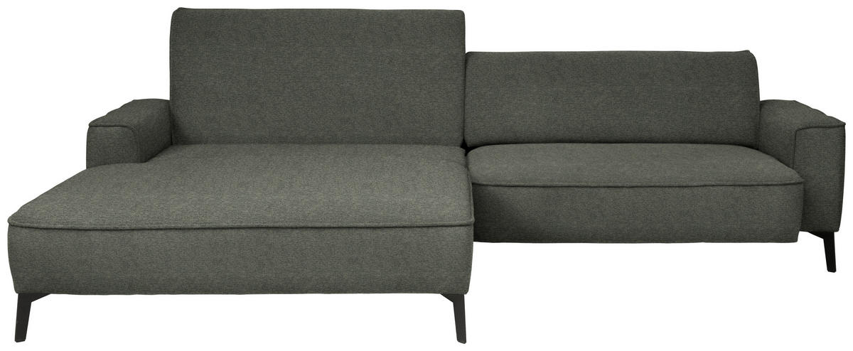 ECKSOFA in Flachgewebe Dunkelgrün  190/285 cm  - Dunkelgrün/Schwarz, Design, Textil/Metall (190/285cm) - Johann Jakob