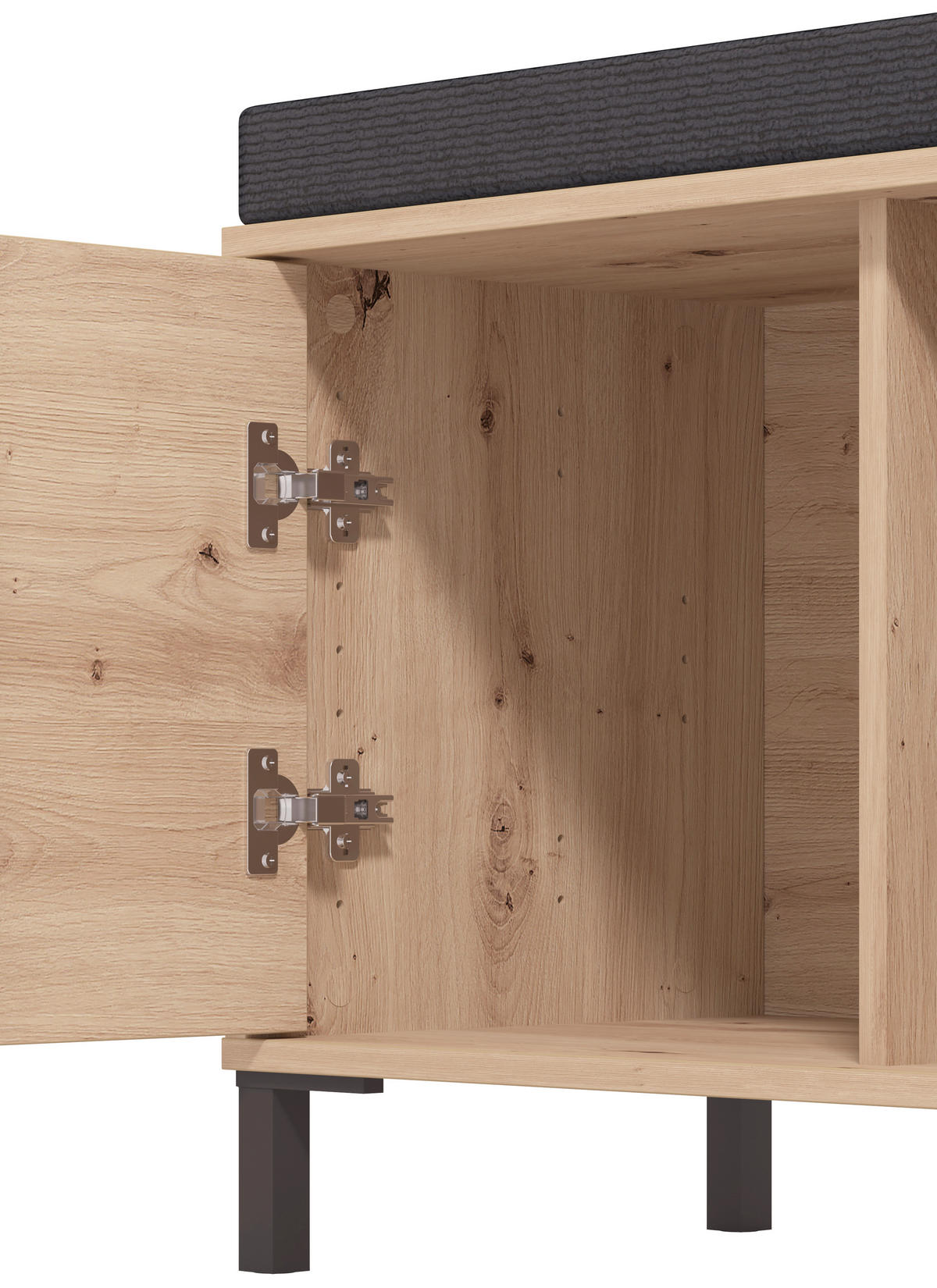 Előszobapad - hrast Artisan/crna, Basics, drvni materijal/metal (80/52/40cm) - Carryhome