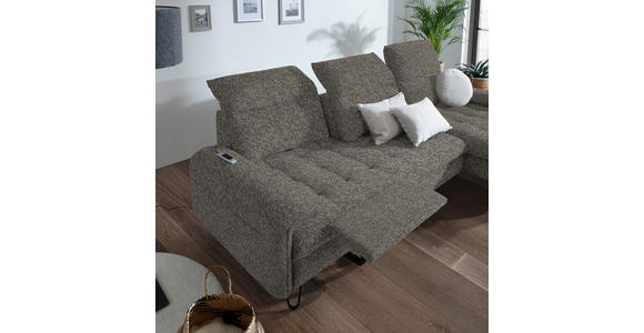 ECKSOFA in Chenille Braun  - Schwarz/Braun, LIFESTYLE, Textil/Metall (310/180cm) - Valnatura