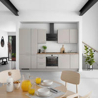 KÜCHENBLOCK Touch 300 cm  in Grau, Eiche dunkel  - Eiche dunkel/Edelstahlfarben, MODERN, Holzwerkstoff/Metall (300cm) - Nobilia