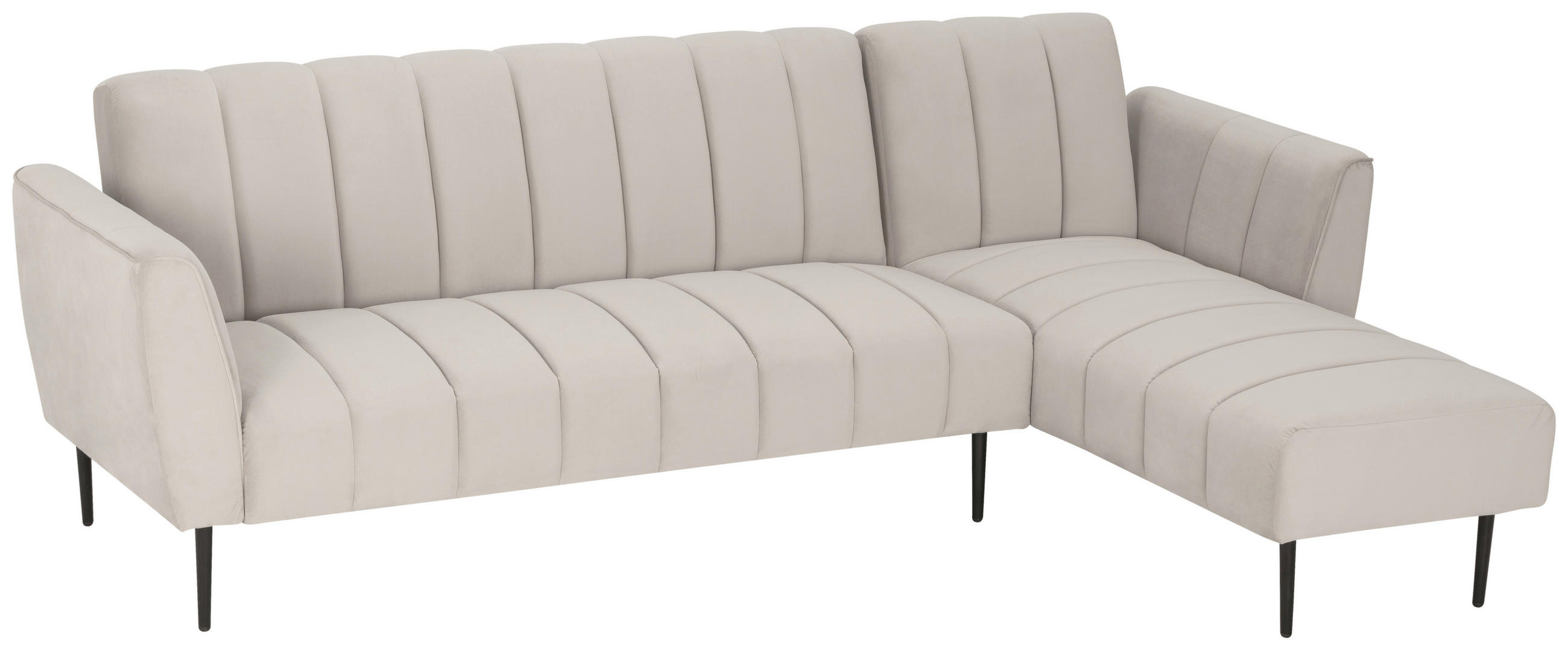 ECKSOFA Creme Samt  - Creme/Schwarz, MODERN, Textil/Metall (253/87/169cm) - P & B