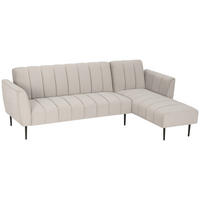 ECKSOFA Creme Samt  - Creme/Schwarz, MODERN, Textil/Metall (253/87/169cm) - P & B