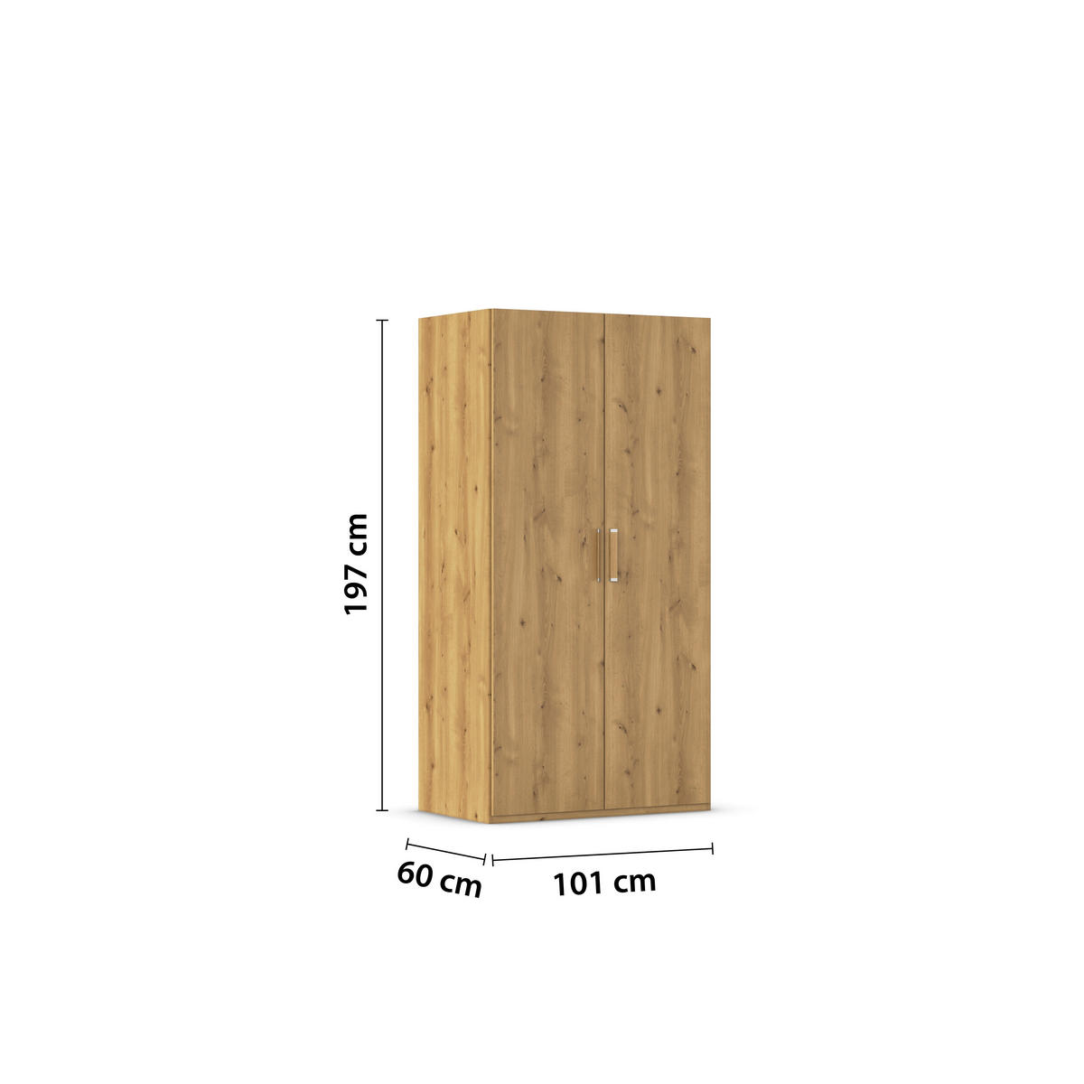 DREHTÜRENSCHRANK  in Eichefarben  - Eichefarben/Silberfarben, Design, Holzwerkstoff/Kunststoff (101/197/60cm) - Novel