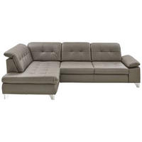 ECKSOFA in Echtleder Grau  - Grau, Basics, Leder/Metall (211/309cm) - Beldomo Speed