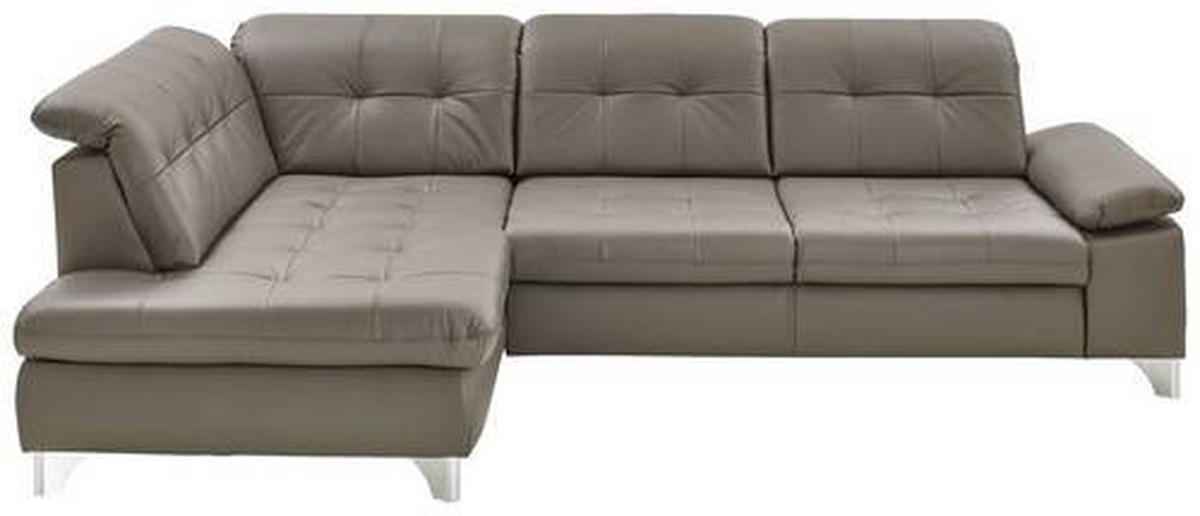 ECKSOFA in Echtleder Grau  - Grau, Basics, Leder/Metall (211/309cm) - Beldomo Speed